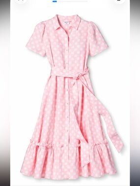 Liza Marie Fernandez Polka Dot Button-Front Shirt Dress